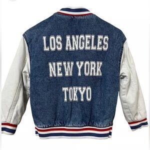 Zara Kids Unisex Denim Varsity Jacket